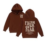 Sweat à Capuche pour Filles Jesus Faith Over Fear Essential Hoodies Workou décontracté Graphique chrétien Haut à Capuche Dieu drôle Coupe Ample Plage été avec Capuche Tenues Anime I Love Jesus