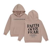 Sweat à Capuche pour Filles Jesus Faith Over Fear Essential Hoodies Workou décontracté Graphique chrétien Haut à Capuche Dieu drôle Coupe Ample Plage été avec Capuche Tenues Anime I Love Jesus f18