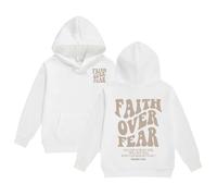 Sweat à Capuche pour Filles Jesus Faith Over Fear Essential Hoodies Workou décontracté Graphique chrétien Haut à Capuche Dieu drôle Coupe Ample Plage été avec Capuche Tenues Anime I Love Jesus f21