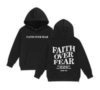 Sweat à Capuche pour Filles Jesus Faith Over Fear Essential Hoodies Workou décontracté Graphique chrétien Haut à Capuche Dieu drôle Coupe Ample Plage été avec Capuche Tenues Anime I Love Jesus f18