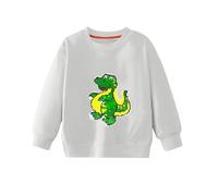 Sweat à capuche pour garçons et filles, printemps, multicolore, paillettes, grands enfants, manches longues, loisirs, motif dinosaure de dessin animé, sweat à capuche d'hiver pour garçons, Blanc., 4-5