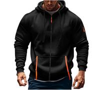 Sweat à capuche pour homme - Automne - Fermeture éclair - Coupe ample - Uni - Pour adolescents - Sports décontractés - Tenue de campagne - Pull de travail vintage - Confortable - Gothique - Essentiel