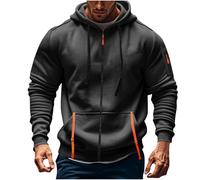 Sweat à capuche pour homme - Automne - Fermeture éclair - Coupe ample - Uni - Pour adolescents - Sports décontractés - Tenue de campagne - Pull de travail vintage - Confortable - Gothique - Essentiel