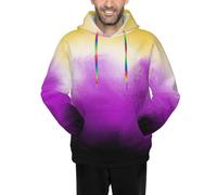 Sweat à Capuche pour Homme aux Couleurs du Drapeau Non Binaire, Ample, Confortable, imprimé 3D, décontracté, avec Poches