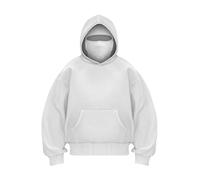 Sweat à capuche pour homme avec cagoule Oversized Y2K avec double capuche, coupe-vent Ninja avec doublure en polaire, veste d’entre-saison unie avec capuche de masque pour jogging, loisirs, plein air