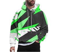 Sweat à capuche pour homme avec cordon de serrage à manches longues classique uni pull à capuche décontracté intelligent pull ample ample coupe régulière, 4 A et vert, L