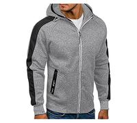 Sweat à capuche pour homme avec fermeture éclair - Coupe ajustée - Manches longues - Avec poches zippées - Confortable et respirant - Pull de sport classique polyvalent - Décontracté, gris, M