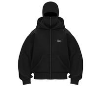 Sweat à capuche pour homme avec fermeture éclair et cagoule, sweat à capuche zippé noir pour homme, veste de survêtement pour homme, coupe-vent chaud, sweat à capuche, veste à manches longues, manteau