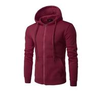 Sweat à capuche pour homme avec fermeture éclair intégrale - Couleur unie - Couleur unie - Coupe ajustée - Veste d'entraînement confortable à manches longues avec poignets côtelés, bordeaux, XL