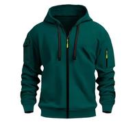 Sweat à capuche pour homme avec fermeture éclair intégrale et manches longues avec poches, couleur unie, léger, sweat à capuche surdimensionné pour une tenue décontractée et d'entraînement, Vert, S