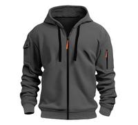 Sweat à capuche pour homme avec fermeture éclair intégrale et manches longues avec poches, couleur unie, léger, sweat à capuche surdimensionné pour une tenue décontractée et d'entraînement, GY2., M