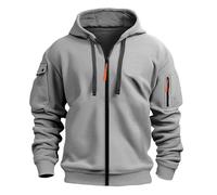 Sweat à capuche pour homme avec fermeture éclair intégrale et manches longues avec poches, couleur unie, léger, sweat à capuche surdimensionné pour une tenue décontractée et d'entraînement, GY1., 3XL