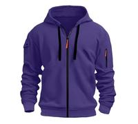 Sweat à capuche pour homme avec fermeture éclair intégrale et manches longues avec poches, couleur unie, léger, sweat à capuche surdimensionné pour une tenue décontractée et d'entraînement, violet, S