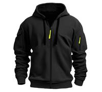 Sweat à capuche pour homme avec fermeture éclair intégrale et manches longues avec poches, couleur unie, léger, sweat à capuche surdimensionné pour une tenue décontractée et d'entraînement, Noir , S
