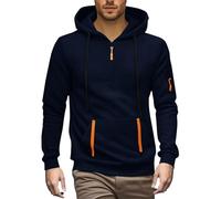 Sweat à capuche pour homme avec fermeture éclair intégrale, uni, sweat à capuche, vêtement de travail, idéal pour le w nd, bleu marine, XL