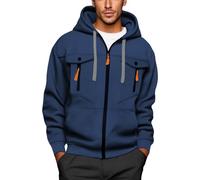 Sweat à capuche pour homme, avec fermeture éclair, printemps, automne, extérieur, veste à capuche, plusieurs poches, sportive, multifonctionnelle, respirante, confortable, décontractée, veste de