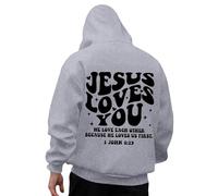 Sweat à capuche pour homme avec impression lettre Jesus Loves You Sweat à capuche décontracté à manches longues Streetwear Sweatshirts confort élégant léger quotidien Pull sport entraînement loisirs