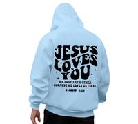 Sweat à capuche pour homme avec impression lettre Jesus Loves You Sweat à capuche décontracté à manches longues Streetwear Sweatshirts confort élégant léger quotidien Pull sport entraînement loisirs