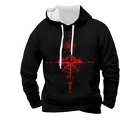 Sweat à capuche pour homme avec impression médiévale Viking Mythologie nordique Sweat à capuche respirant surdimensionné adapté aux amateurs d'histoire Cosplay ou soirées de feu de camp, R noir., 3XL