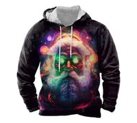 Sweat à capuche pour homme avec imprimé fantaisie coloré - Sweat à capuche avec motif psychédélique et galactique - Pull streetwear accrocheur pour un look créatif, Style P01 Noir, L