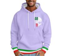 Sweat à capuche pour homme avec imprimé lettre italienne mode décontractée tendance vêtements de tous les jours coupe ample pour activités d'hiver, lilas, 6XL