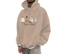 Sweat à capuche pour homme avec imprimé poule d'Halloween - Décontracté - Coupe ample - Sweat à capuche pour l'automne et l'hiver - Mélange confortable de streetwear - Noir - Pour homme, kaki, 3XL