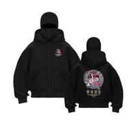 Sweat à capuche pour homme avec masque facial, cagoule, fermeture éclair, surdimensionné, Y2K, veste d'hiver, sweat-shirt et poche, veste demi-saison chaude, veste d'hiver à capuche, d1, M