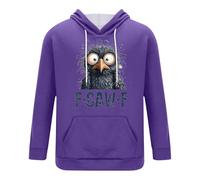 Sweat à capuche pour homme avec motif d'oiseau amusant - Sweat à capuche avec inscription amusante et oiseau de dessin animé - Pull décontracté pour un look quotidien humoristique, Stil_f06 Violet, S