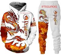 Sweat à capuche pour homme avec motif dragon chinois imprimé 3D Pull ample Dragon chinois T-shirt de sport Jogging Ensemble de sport, S1., M