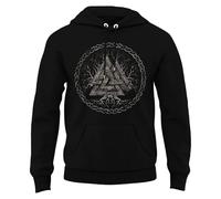 Sweat à capuche pour homme avec symbole viking Valknut - Sweat à capuche avec mythologie nordique - Sweatshirt avec Yggdrasil et nœud celtique, Stil_r01 Noir, 5XL
