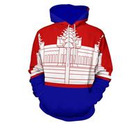 Sweat à Capuche pour Homme -Cambodge Capuche Sweat Homme Couleur Vives Pull de Manches Longues Poche Kangourou pour Hiver et Automne,Bleu,4XL