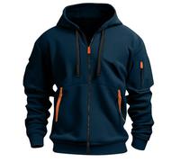 Sweat à capuche pour homme Cargo avec Zippé Manteau Homme Manche Longue Couleur unie Blousons Décontractée Automne Hiver Vestes Multi-Poches Sports de Plein air Vintage de Jogging Simple Style