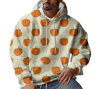 Sweat à capuche pour homme - Costume d'Halloween - Squelette - Citrouille - Imprimé - Thème des vacances - Pull à capuche mignon - Motif citrouilles de dessin animé - Pull à manches longues - Pull