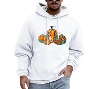 Sweat à capuche pour homme - Costumes d'Halloween pour adultes - Imprimé citrouille - Avec poche kangourou - Joli dessin animé - Décomposer les citrouilles - Pull à capuche à manches longues, gris