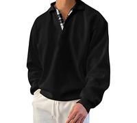 Sweat à capuche pour homme, coupe ample, style vieil argent, pour l'automne et l'hiver, pull thermique de couleur unie avec bouton, col montant, pull sans capuche, confortable, haut court cadeau de