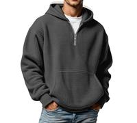 Sweat à capuche pour homme - Coupe droite - En tissu sweat-shirt | Sweat à capuche zippé Performance pour homme avec manches raglan et poche avant