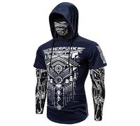 Sweat à capuche pour homme Cyberpunk Ninja Sweat à capuche tête de mort Masque Techwear Sweat à capuche Cyberpunk Tactical Homme Noir Urban Hip Hop Sweat-shirt japonais Halloween Cosplay Costume,