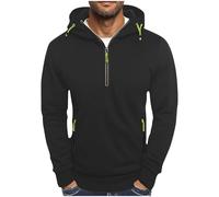 Sweat À Capuche pour Homme Demi-Fermeture Éclair Sweatshirt Décontracté Chaud Elastique Uni Couleur Pullover avec Poche Manches Longues Confortable Moulante Sweats pour La Vie Quotidienne