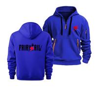 Sweat À Capuche pour Homme Et Femme, avec Cordon De Serrage, pour Fairy Tail, Haut Chaud À Manches Longues, Polaire d'automne, Fermeture Éclair 1/4, avec Poches,Blue-3x_l