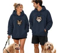Sweat à capuche pour homme et femme avec poche de transport pour chat | Pull à capuche décontracté avec cordon de serrage - Doux au toucher - Pour chat et chien - Style streetwear décontracté