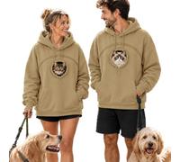 Sweat à capuche pour homme et femme avec poche de transport pour chat | Pull à capuche décontracté avec cordon de serrage - Doux au toucher - Pour chat et chien - Style streetwear décontracté