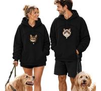 Sweat à capuche pour homme et femme avec poche de transport pour chat | Pull à capuche décontracté avec cordon de serrage - Doux au toucher - Pour chat et chien - Style streetwear décontracté
