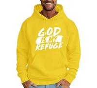 Sweat à capuche pour homme « God Is My Refuge » pour homme - Pull décontracté à manches longues - Hauts tendance - Lettre chrétienne - Sweat à capuche graphique, jaune, 4XL