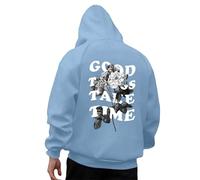 Sweat à capuche pour homme « Good Things Take Time » - Esthétique - Jolie lettre - Pull à capuche léger Y2K doublé en polaire - Haut graphique vintage avec capuche - Coupe ample - Personnalisé 2024,