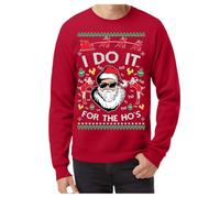 Sweat à capuche pour homme « I Do It For The Hos Santa » - Pull de Noël parodie pour homme - Pull festif pour les vacances - Pull décontracté et chaud pour l'hiver, Rouge, XL