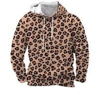 Sweat à capuche pour homme, imprimé léopard, pull à capuche doux et confortable, sweat à capuche tendance et unique avec cordon de serrage, sweat à capuche décontracté à manches longues avec grande