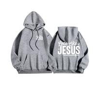 Sweat à capuche pour homme inspirant confortable, sweat à capuche chrétien minimaliste, pull de déclaration avec inscription Jésus surdimensionné pour le culte, Style-x06 Gris, M