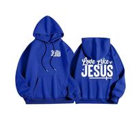 Sweat à capuche pour homme inspirant confortable, sweat à capuche chrétien minimaliste, pull de déclaration avec inscription Jésus surdimensionné pour le culte, Style-x03 Bleu, 3XL