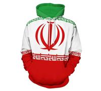 Sweat à Capuche pour Homme -L'Iran Capuche Sweat Homme Couleur Vives Pull de Manches Longues Poche Kangourou pour Hiver et Automne,Rouge,2XL