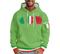 Sweat à capuche pour homme - Motif imprimé lettre italienne - Mode décontractée tendance - Pour tous les jours - Hiver - Streetwear - Basic, vert, 6XL
